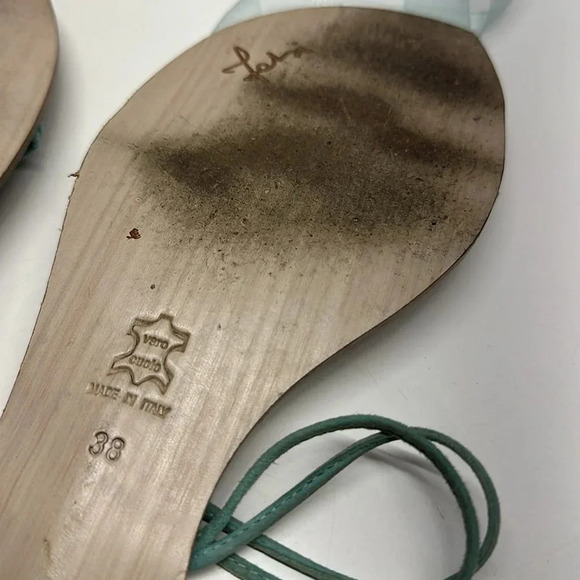 Fabi Sandals Shoes Wooden Low Heel Pointed Toe Jeweled Lace Up Brown Size 38 8 - Picture 11 of 12